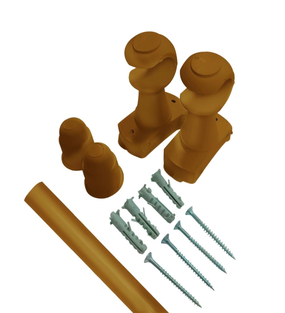 KIT SOPORTE CORTINA SIMPLE CHROMA 1.5M COLOR ORO VIEJO